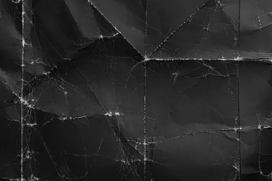 Wrinkled black old wrinkled paper. Dusty cardboard wrapping