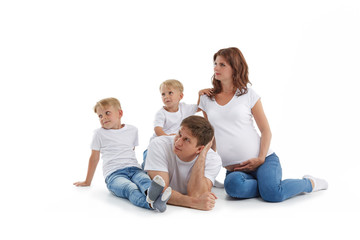 Happy family with two children