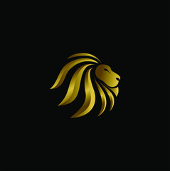 Golden Lion Head Vector Logo Concept