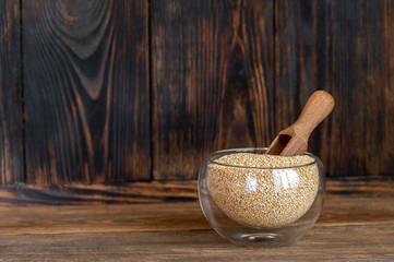 Glass bowl of quinoa