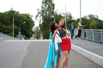Lesbians are roaring each other. Same-sex love. Female friendship and hatred. Two beautiful girls...