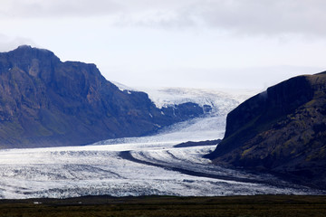Iceland - August 15, 2017: Skeiðarárjökull glacier near Vatnajokull area, iceland, Europe
