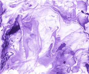 White Acrylic Aquarelle Drops, Wallpaper Background . Magenta Textured Ink Picture, Acrylic Flow, Purple Serenity Paint ,Purple Modern Dyed Wallpaper.