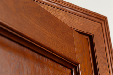wooden door close-up, wooden door trim, doorway