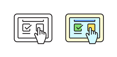 Tablet icon. Concept of online learning. Vector illustration in flat style.