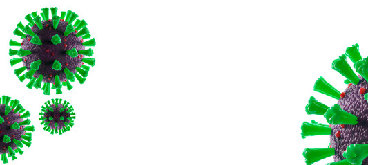 Omikron eine neue Variante von SARS-CoV-2 und die globale Corona-Pandemie. Grüne Coronaviren...