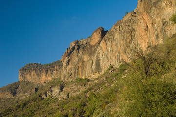 Cliff in the Roque Nublo Natural Monument. The Nublo Rural Park. Tejeda. Gran Canaria. Canary Islands. Spain.
