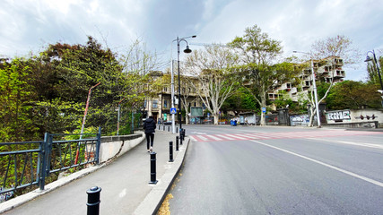 TBILISI, GEORGIA - APRIL 21, 2020: Empty Tbilisi, Street is normally gridlocked with shoppers and traffic.