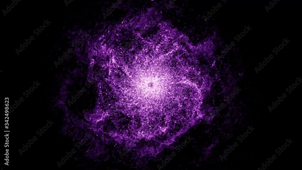 Aufkleber purple illuminated particles in a form of giant field in fast motion. animation. abstract glowing fi