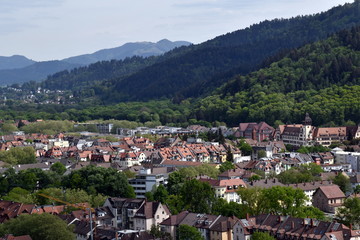 Fototapeta na wymiar Blick auf Freiburg-Wiehre im Grünen