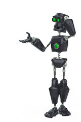 Fototapeta premium funny robot cartoon is watching in a white background