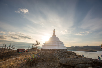 Buddhist stupa on the island of Ogoy on Lake Baikal