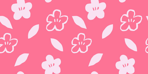 Vector seamless pattern with hand drawn wild flower illustration, flower floral design for scrapbooking wallpaper textile craft paper. Playful illustration colors for aesthetic.