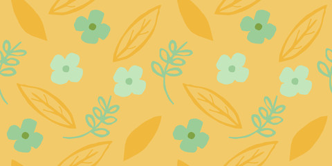 Vector seamless pattern with hand drawn wild flower illustration, flower floral design for scrapbooking wallpaper textile craft paper. Playful illustration colors for aesthetic.