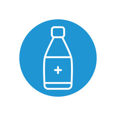 antibacterial alcohol bottle icon, line block style