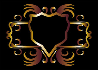 golden frame and rigging graphic design vector art