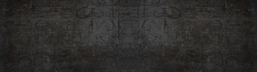 Black stone concrete texture background anthracite panorama banner long
