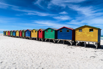 Fototapeta na wymiar Colored houses in Muizenberg Beach, Cape Town, South Africa
