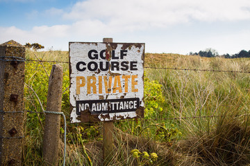 Old private golf course sign