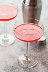Pink Raspberry Cocktail in drink glass