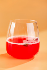 Pink Raspberry Cocktail in drink glass