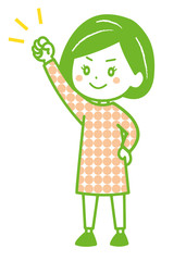 決意する女性　ポーズ　イラスト