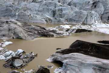 Skaftafell / Iceland - August 18, 2017: Skaftafellsjokull glacier view with ice formation, Iceland, Europe