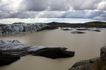 Skaftafell / Iceland - August 18, 2017: Skaftafellsjokull glacier view with ice formation, Iceland, Europe
