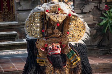 Traditional Barong dance with face mask and colourful dress to mimic hindu character from Ramayana...