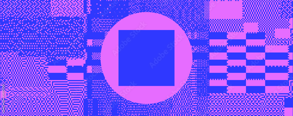 Aufkleber Abstract technology background with random pixel noise. Vaporwave retrofuturistic style illustration.