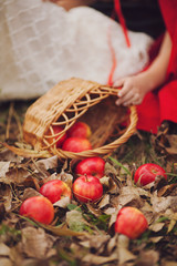 Basket with apple crumble