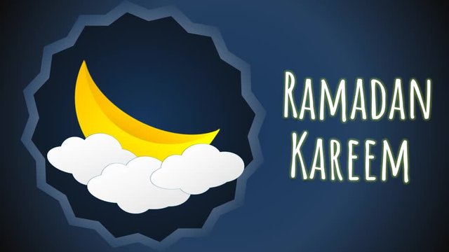 Moon Abobe the Cloud. Ramadan Kareem Text
