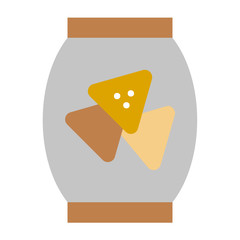 Glass Jar filled with Homemade cookies concept, Work at Home Symbol on white background, Saltish Crispy Chips Container Vector Icon design 