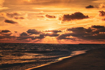 Cloudy sunset on the beach