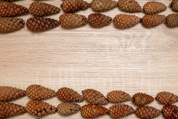 Top vieve pine cones background