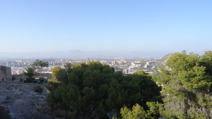 Fortress and the city of Alicante in Spain