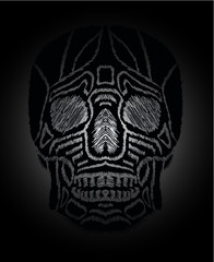 tattoo tribal skull print and embroidery graphic design vector art