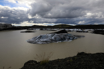 Skaftafell / Iceland - August 18, 2017: Skaftafellsjokull glacier view with ice formation, Iceland, Europe