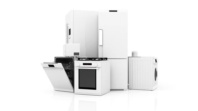 Modern home appliance. 3D rendering. White background