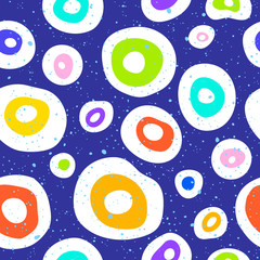 Pop art seamless pattern geometric modern with colorful acid vector seamless layout with circle spots. Illustration with set of colorful abstract circles.