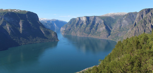 Fototapeta na wymiar beautiful view of the norwegian fjords. mountains, water, sky.