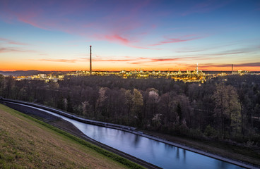 Werk Gendorf, Industriepark, Alzkanal, Aussicht Thalhausen, Burgkirchen a.d. Alz, Landkreis...