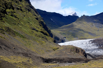 Skaftafell / Iceland - August 18, 2017: Skaftafellsjokull tongue glacie in Iceland, Europe