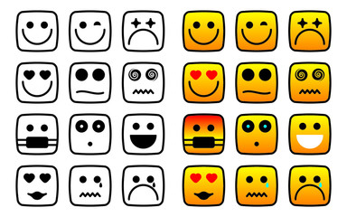 vector collection of funny square emoticons 