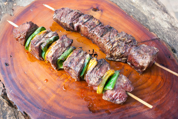 Delicious meat skewer