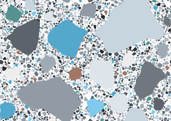 Abstract flat terrazzo seamless for textile, floor tile design. Seamless background pattern. Vector vintage fashion illustration.