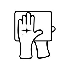 clean hands and paper tissue, line style