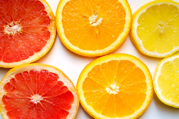 citrus fruit slices isolated