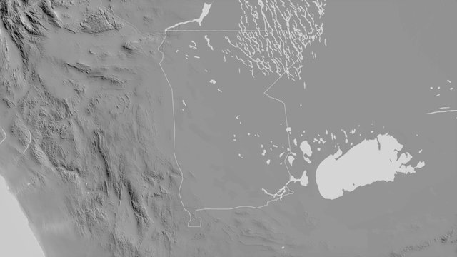 Omusati, Namibia - outlined. Grayscale