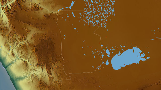 Omusati, Namibia - outlined. Relief